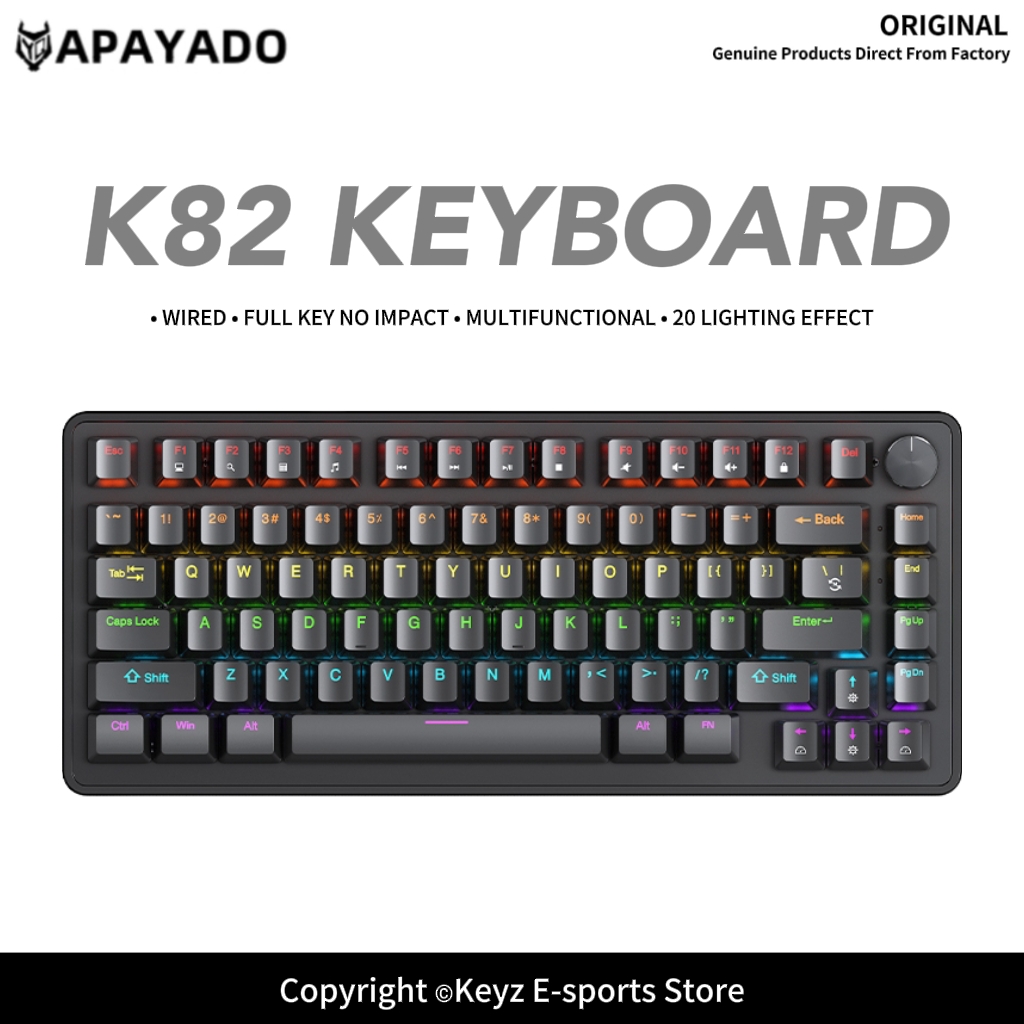 Gaming Keyboard Hot Swappable - K82 75% Portable Wired Mechanical Keyboard