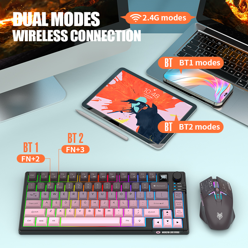 2.4G Bluetooth Wireless Dual-M - огляд і ціна Gaming Keyboard No Rgb