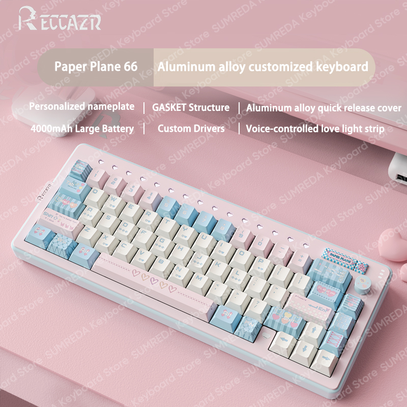 RECCAZR R66 Paper Plane66 Mech - огляд і ціна Gaming Keyboard Hot Swappable