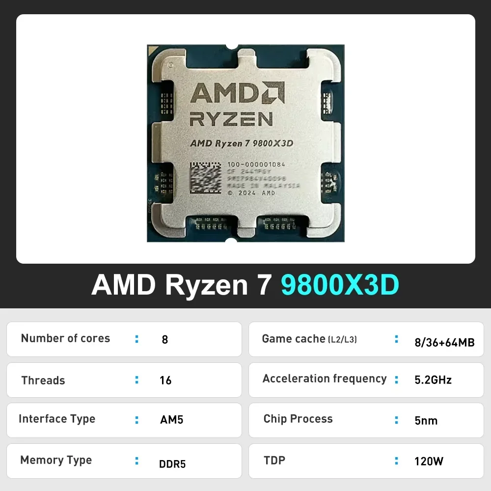 Ryzen 7 9800X3D AMD AM5 Deskto - огляд і ціна Amd Cpu Ryzen 7